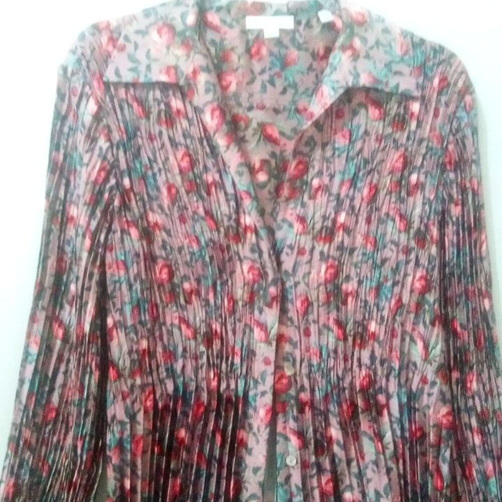Vince Floral Pleated Blouse MSRP $395
